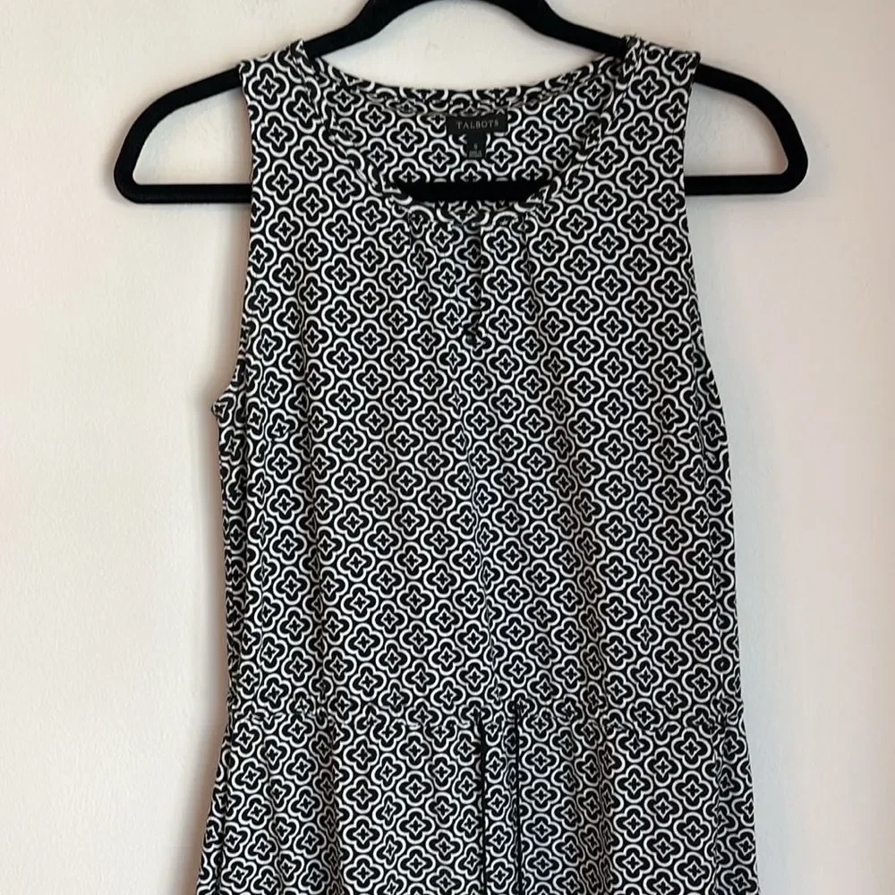 Talbots Avalon Tiles Jersey Maxi Dress Black White Geometric Maxi SM women’s EUC - Picture 6 of 14